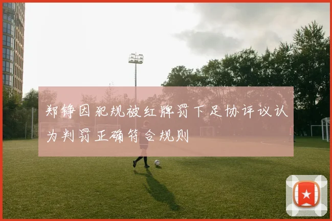 郑铮因犯规被红牌罚下足协评议认为判罚正确符合规则